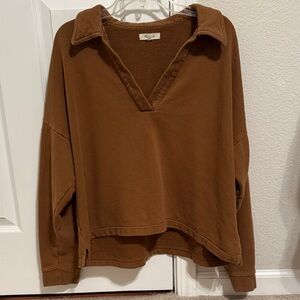 Madewell Chestnut V-Neck Hoodie